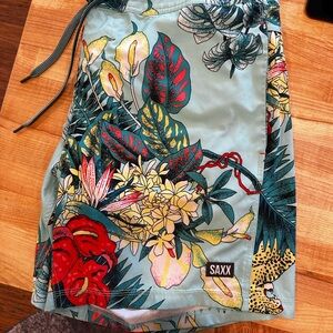 SAXX Tropical Print Swim Shorts